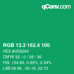 カラーコード: RGB 13.3 162.4 100 | qconv.com