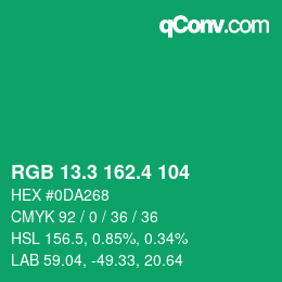 カラーコード: RGB 13.3 162.4 104 | qconv.com