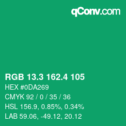 カラーコード: RGB 13.3 162.4 105 | qconv.com