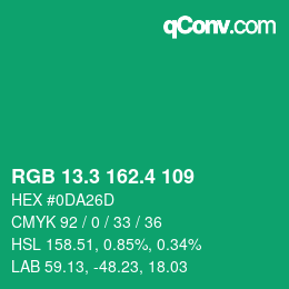 カラーコード: RGB 13.3 162.4 109 | qconv.com