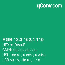 カラーコード: RGB 13.3 162.4 110 | qconv.com