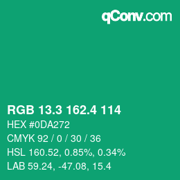 カラーコード: RGB 13.3 162.4 114 | qconv.com