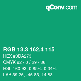 カラーコード: RGB 13.3 162.4 115 | qconv.com