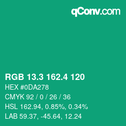 カラーコード: RGB 13.3 162.4 120 | qconv.com