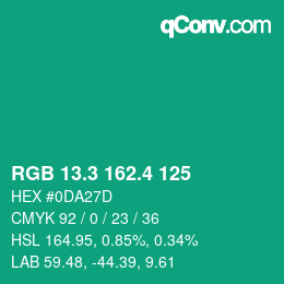 カラーコード: RGB 13.3 162.4 125 | qconv.com