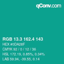 カラーコード: RGB 13.3 162.4 143 | qconv.com