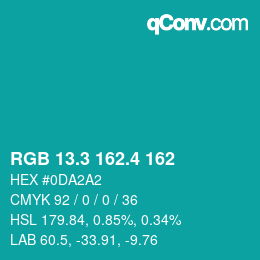 カラーコード: RGB 13.3 162.4 162 | qconv.com