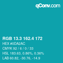 カラーコード: RGB 13.3 162.4 172 | qconv.com