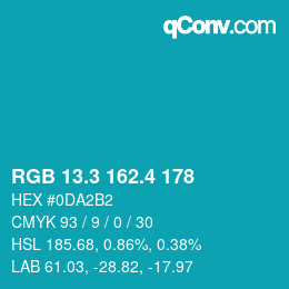 カラーコード: RGB 13.3 162.4 178 | qconv.com