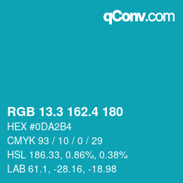 カラーコード: RGB 13.3 162.4 180 | qconv.com