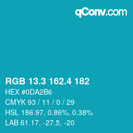 カラーコード: RGB 13.3 162.4 182 | qconv.com