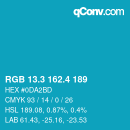 カラーコード: RGB 13.3 162.4 189 | qconv.com