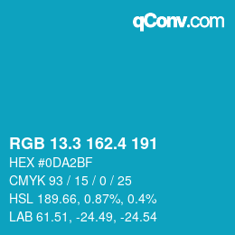 カラーコード: RGB 13.3 162.4 191 | qconv.com