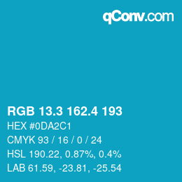 カラーコード: RGB 13.3 162.4 193 | qconv.com