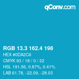 カラーコード: RGB 13.3 162.4 198 | qconv.com