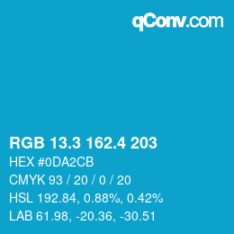 カラーコード: RGB 13.3 162.4 203 | qconv.com