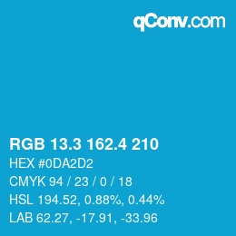 カラーコード: RGB 13.3 162.4 210 | qconv.com