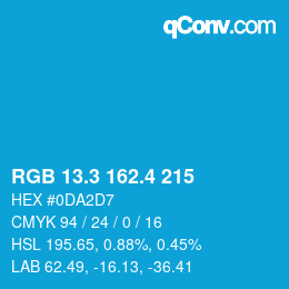 カラーコード: RGB 13.3 162.4 215 | qconv.com