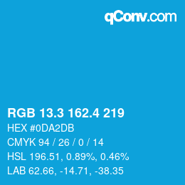 カラーコード: RGB 13.3 162.4 219 | qconv.com