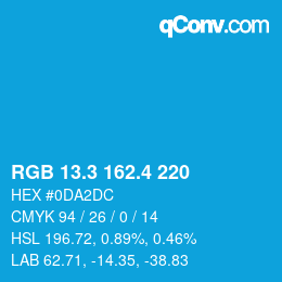 カラーコード: RGB 13.3 162.4 220 | qconv.com