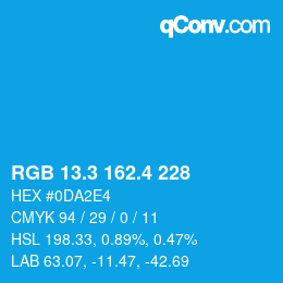 カラーコード: RGB 13.3 162.4 228 | qconv.com