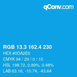 カラーコード: RGB 13.3 162.4 230 | qconv.com
