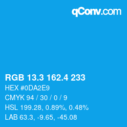 カラーコード: RGB 13.3 162.4 233 | qconv.com