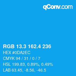 カラーコード: RGB 13.3 162.4 236 | qconv.com