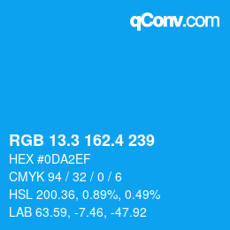 カラーコード: RGB 13.3 162.4 239 | qconv.com