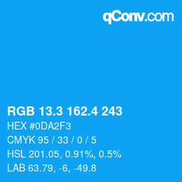 カラーコード: RGB 13.3 162.4 243 | qconv.com