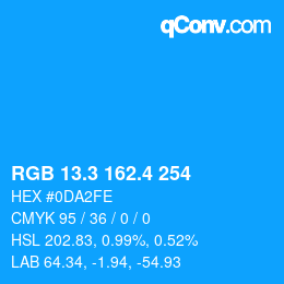カラーコード: RGB 13.3 162.4 254 | qconv.com