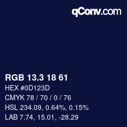 カラーコード: RGB 13.3 18 61 | qconv.com