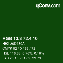 カラーコード: RGB 13.3 72.4 10 | qconv.com