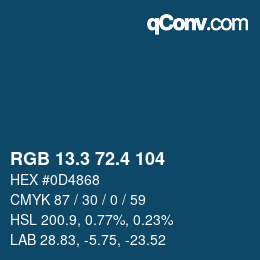 カラーコード: RGB 13.3 72.4 104 | qconv.com
