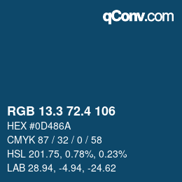 カラーコード: RGB 13.3 72.4 106 | qconv.com
