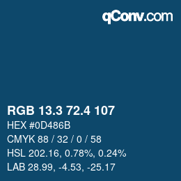 カラーコード: RGB 13.3 72.4 107 | qconv.com