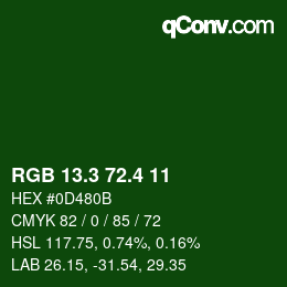 カラーコード: RGB 13.3 72.4 11 | qconv.com