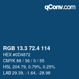 カラーコード: RGB 13.3 72.4 114 | qconv.com