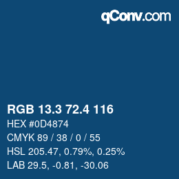 カラーコード: RGB 13.3 72.4 116 | qconv.com