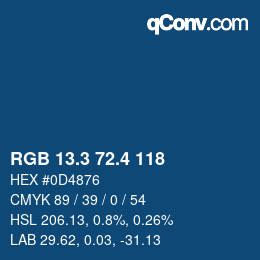 カラーコード: RGB 13.3 72.4 118 | qconv.com