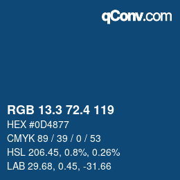カラーコード: RGB 13.3 72.4 119 | qconv.com