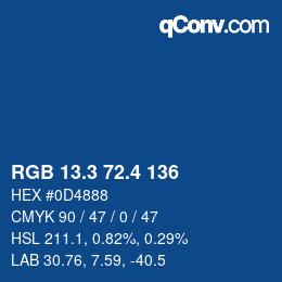 カラーコード: RGB 13.3 72.4 136 | qconv.com