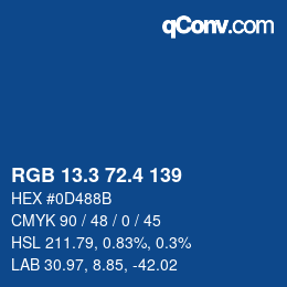 カラーコード: RGB 13.3 72.4 139 | qconv.com