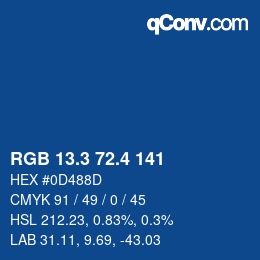 カラーコード: RGB 13.3 72.4 141 | qconv.com