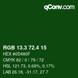 カラーコード: RGB 13.3 72.4 15 | qconv.com