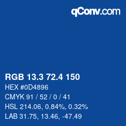 カラーコード: RGB 13.3 72.4 150 | qconv.com