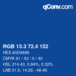 カラーコード: RGB 13.3 72.4 152 | qconv.com