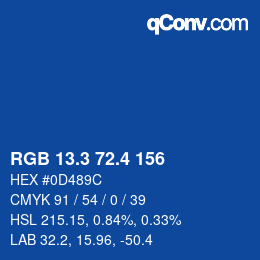 カラーコード: RGB 13.3 72.4 156 | qconv.com