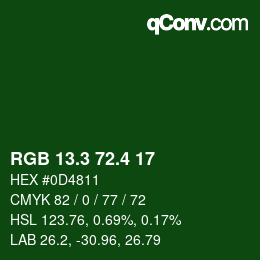 カラーコード: RGB 13.3 72.4 17 | qconv.com