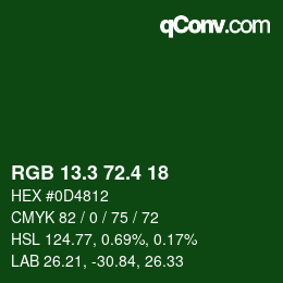 カラーコード: RGB 13.3 72.4 18 | qconv.com